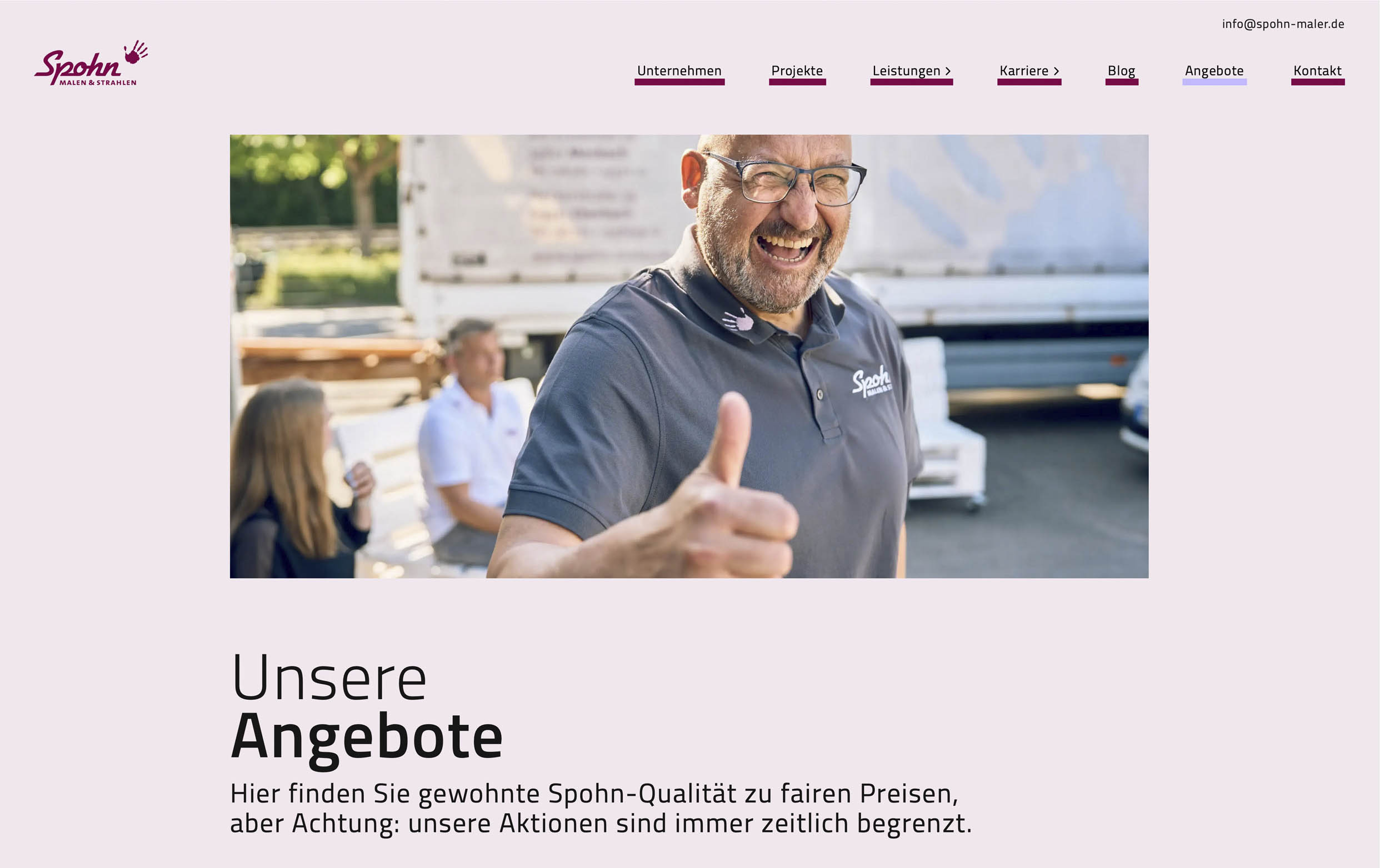 Employer Branding Fotografie, Portraits und Website Content für den Handwerksbetrieb Spohn Malen + Strahlen in Mosbach, Baden-Württemberg